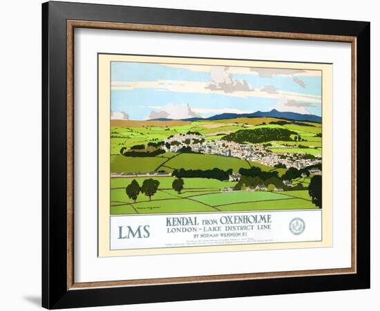 Kendal From Oxenholme, London-Lake District Line-Norman Wilkinson-Framed Art Print