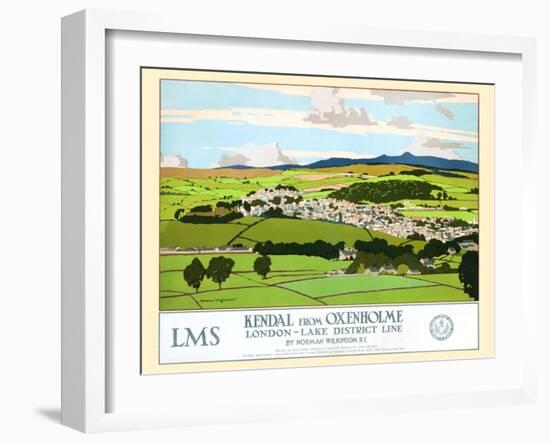 Kendal From Oxenholme, London-Lake District Line-Norman Wilkinson-Framed Art Print