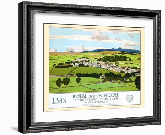 Kendal From Oxenholme, London-Lake District Line-Norman Wilkinson-Framed Art Print