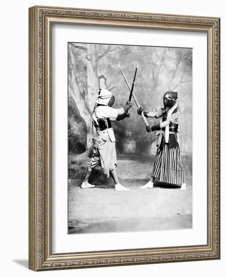 Kendo, or Japanese Fencing, C.1860-80-null-Framed Photographic Print