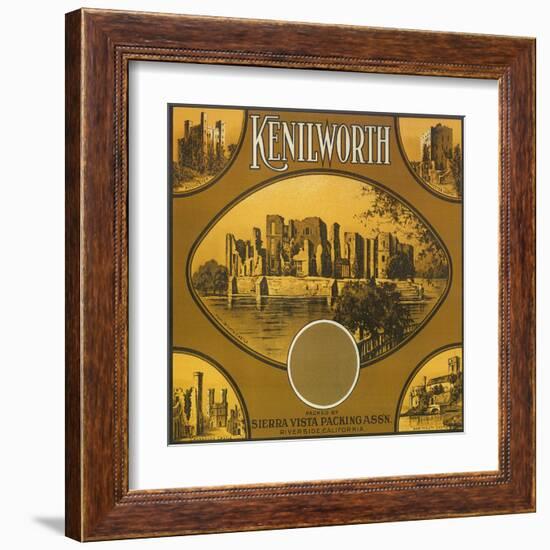 Kenilworth Orange Label - Riverside, CA-Lantern Press-Framed Art Print