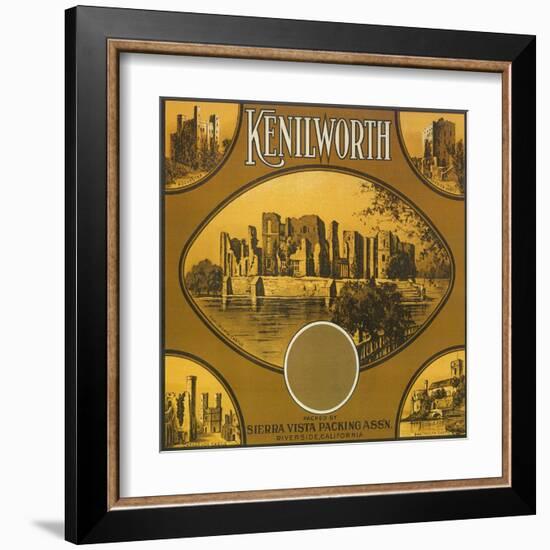 Kenilworth Orange Label - Riverside, CA-Lantern Press-Framed Art Print