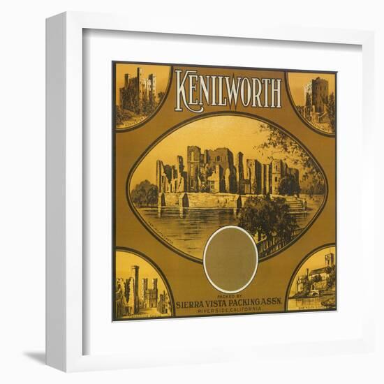 Kenilworth Orange Label - Riverside, CA-Lantern Press-Framed Art Print