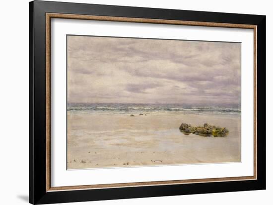 Kennack Sands, Cornwall, at Low Tide, 1877 (Oil on Board, Mounted as a Drawing)-John Brett-Framed Giclee Print