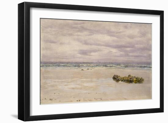 Kennack Sands, Cornwall, at Low Tide, 1877 (Oil on Board, Mounted as a Drawing)-John Brett-Framed Giclee Print