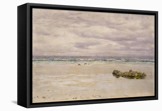 Kennack Sands, Cornwall, at Low Tide, 1877 (Oil on Board, Mounted as a Drawing)-John Brett-Framed Premier Image Canvas