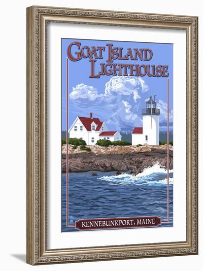 Kennebunkport, Maine - Goat Island Lighthouse-Lantern Press-Framed Art Print