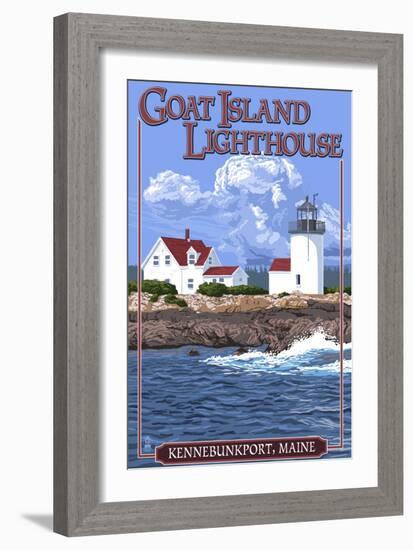 Kennebunkport, Maine - Goat Island Lighthouse-Lantern Press-Framed Art Print