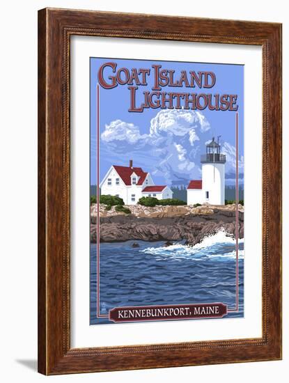 Kennebunkport, Maine - Goat Island Lighthouse-Lantern Press-Framed Art Print