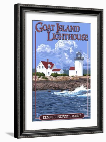 Kennebunkport, Maine - Goat Island Lighthouse-Lantern Press-Framed Art Print