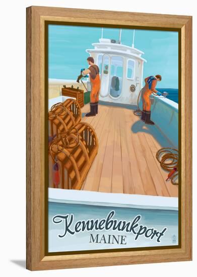 Kennebunkport, Maine - Lobster Boat-Lantern Press-Framed Stretched Canvas