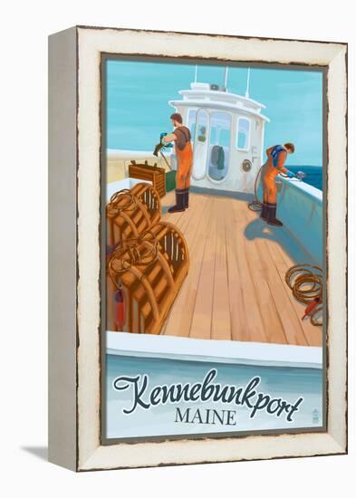 Kennebunkport, Maine - Lobster Boat-Lantern Press-Framed Stretched Canvas
