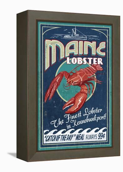 Kennebunkport, Maine - Lobster-Lantern Press-Framed Stretched Canvas