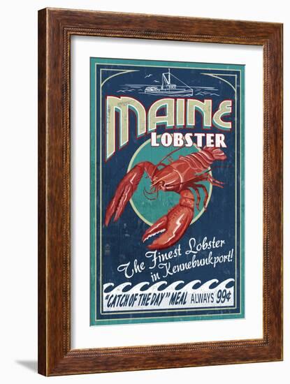 Kennebunkport, Maine - Lobster-Lantern Press-Framed Art Print