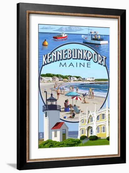 Kennebunkport, Maine - Montage Scenes-Lantern Press-Framed Art Print