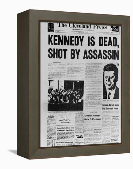 Kennedy Assassination Headline-null-Framed Stretched Canvas