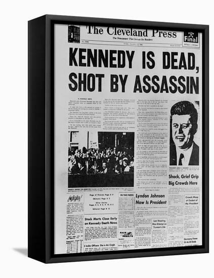 Kennedy Assassination Headline-null-Framed Stretched Canvas