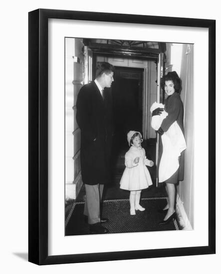 Kennedy Family Returns from Palm Beach, Florida on Feb. 4, 1961-null-Framed Photo