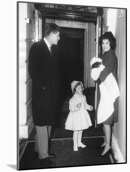 Kennedy Family Returns from Palm Beach, Florida on Feb. 4, 1961-null-Mounted Photo