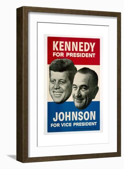 Kennedy For President/Johnson For Vice President, 1960 Democratic Presidential Campaign Poster-null-Framed Premium Giclee Print