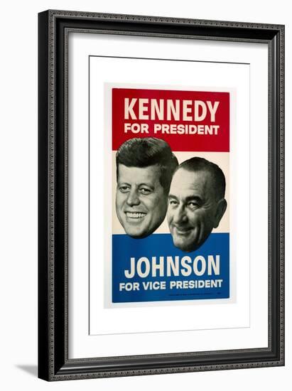 Kennedy For President/Johnson For Vice President, 1960 Democratic Presidential Campaign Poster-null-Framed Art Print