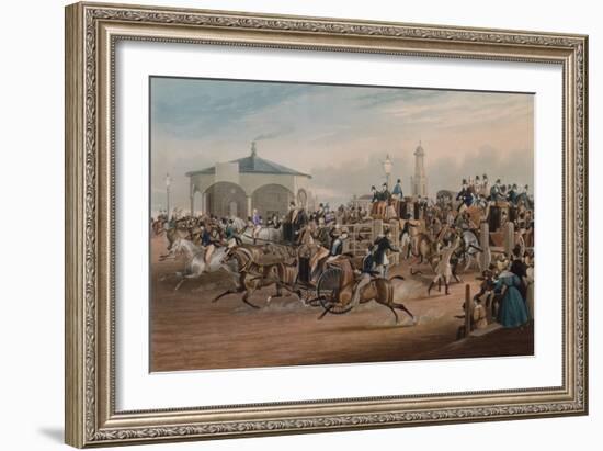 Kennington Gate, 1838 (Coloured Engraving)-James Pollard-Framed Giclee Print