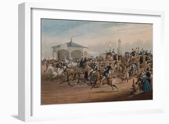 Kennington Gate, 1838 (Coloured Engraving)-James Pollard-Framed Giclee Print