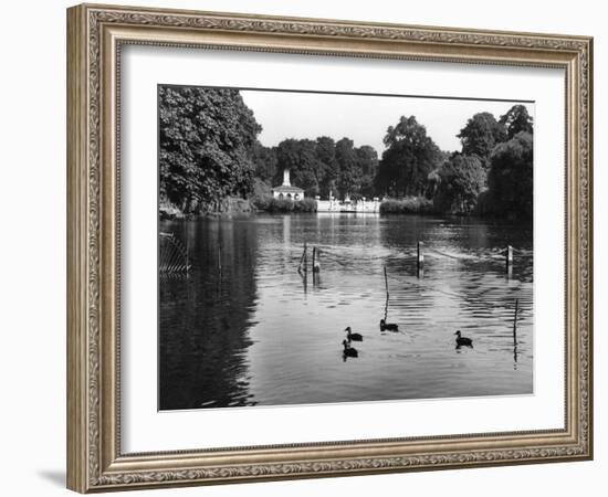 Kensington Gardens Lake-Fred Musto-Framed Photographic Print