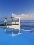 Gazebo Reflecting on Pool with Sea in Background, Long Island, Bahamas-Kent Foster-Photographic Print