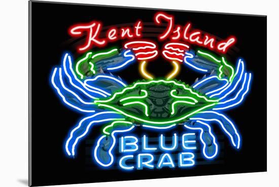 Kent Island, Maryland - Blue Crab Neon Sign-Lantern Press-Mounted Art Print