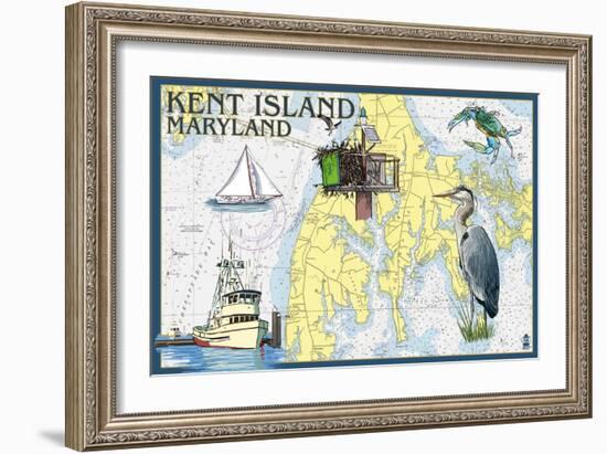 Kent Island, Maryland - Nautical Chart-Lantern Press-Framed Art Print