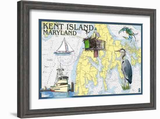 Kent Island, Maryland - Nautical Chart-Lantern Press-Framed Art Print