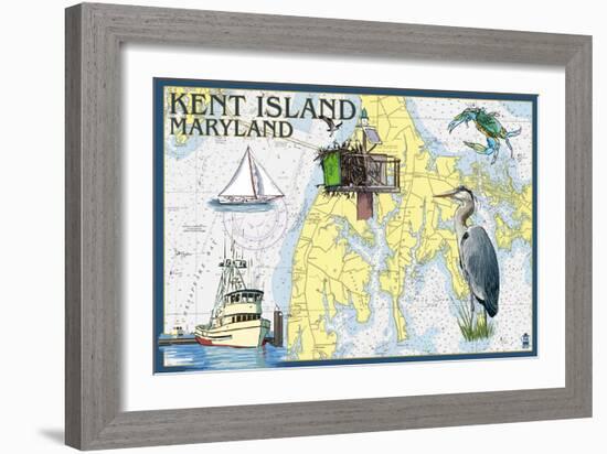 Kent Island, Maryland - Nautical Chart-Lantern Press-Framed Art Print