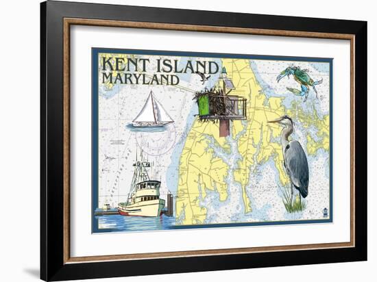 Kent Island, Maryland - Nautical Chart-Lantern Press-Framed Art Print