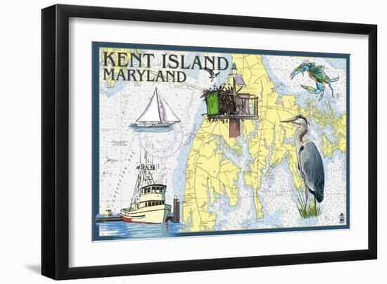 Kent Island, Maryland - Nautical Chart-Lantern Press-Framed Art Print