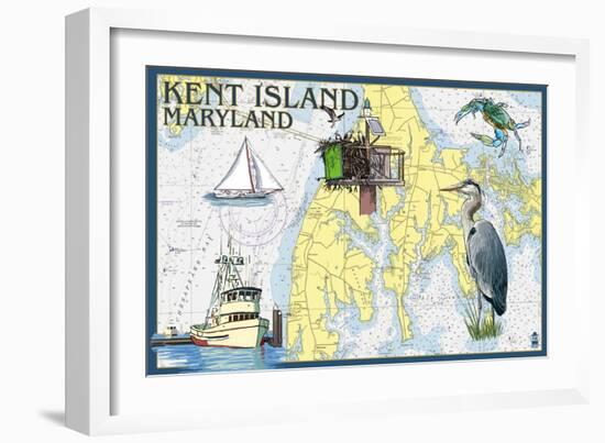 Kent Island, Maryland - Nautical Chart-Lantern Press-Framed Art Print