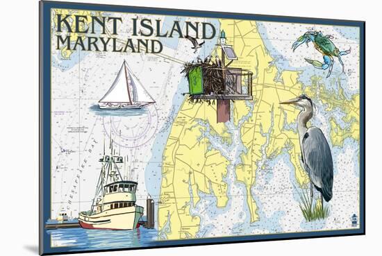 Kent Island, Maryland - Nautical Chart-Lantern Press-Mounted Art Print