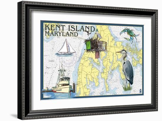 Kent Island, Maryland - Nautical Chart-Lantern Press-Framed Art Print