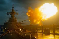 View of USS New Jersey Firing Guns-Kent Potter-Framed Photographic Print