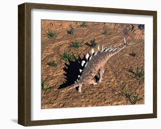 Kentrosaurus Dinosaur Walking in the Desert-null-Framed Art Print