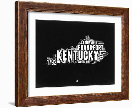 Kentucky Black and White Map-NaxArt-Framed Art Print