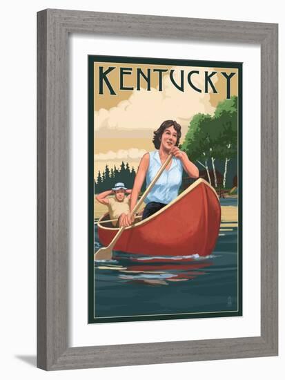 Kentucky - Canoers on Lake-Lantern Press-Framed Art Print