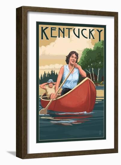 Kentucky - Canoers on Lake-Lantern Press-Framed Art Print
