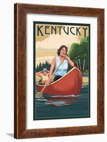 Kentucky - Canoers on Lake-Lantern Press-Framed Art Print