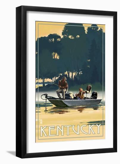 Kentucky - Fishermen in Boat-Lantern Press-Framed Art Print