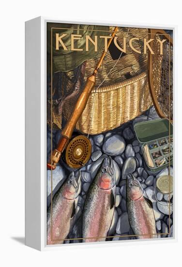 Kentucky - Fishing Still Life-Lantern Press-Framed Stretched Canvas
