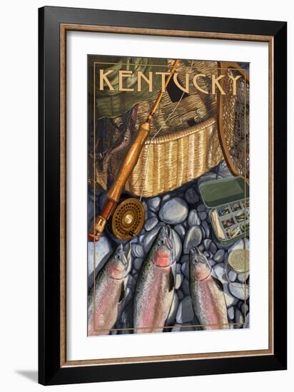 Kentucky - Fishing Still Life-Lantern Press-Framed Art Print