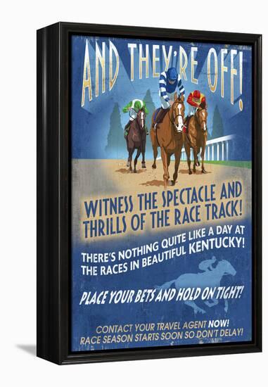 Kentucky - Horse Racing Vintage Sign-Lantern Press-Framed Stretched Canvas