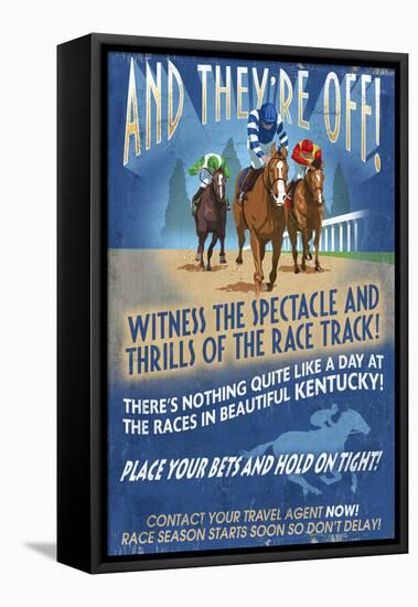 Kentucky - Horse Racing Vintage Sign-Lantern Press-Framed Stretched Canvas