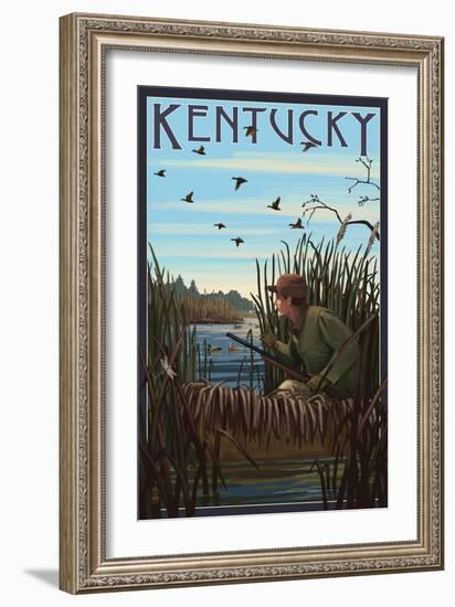 Kentucky - Hunter and Lake-Lantern Press-Framed Art Print